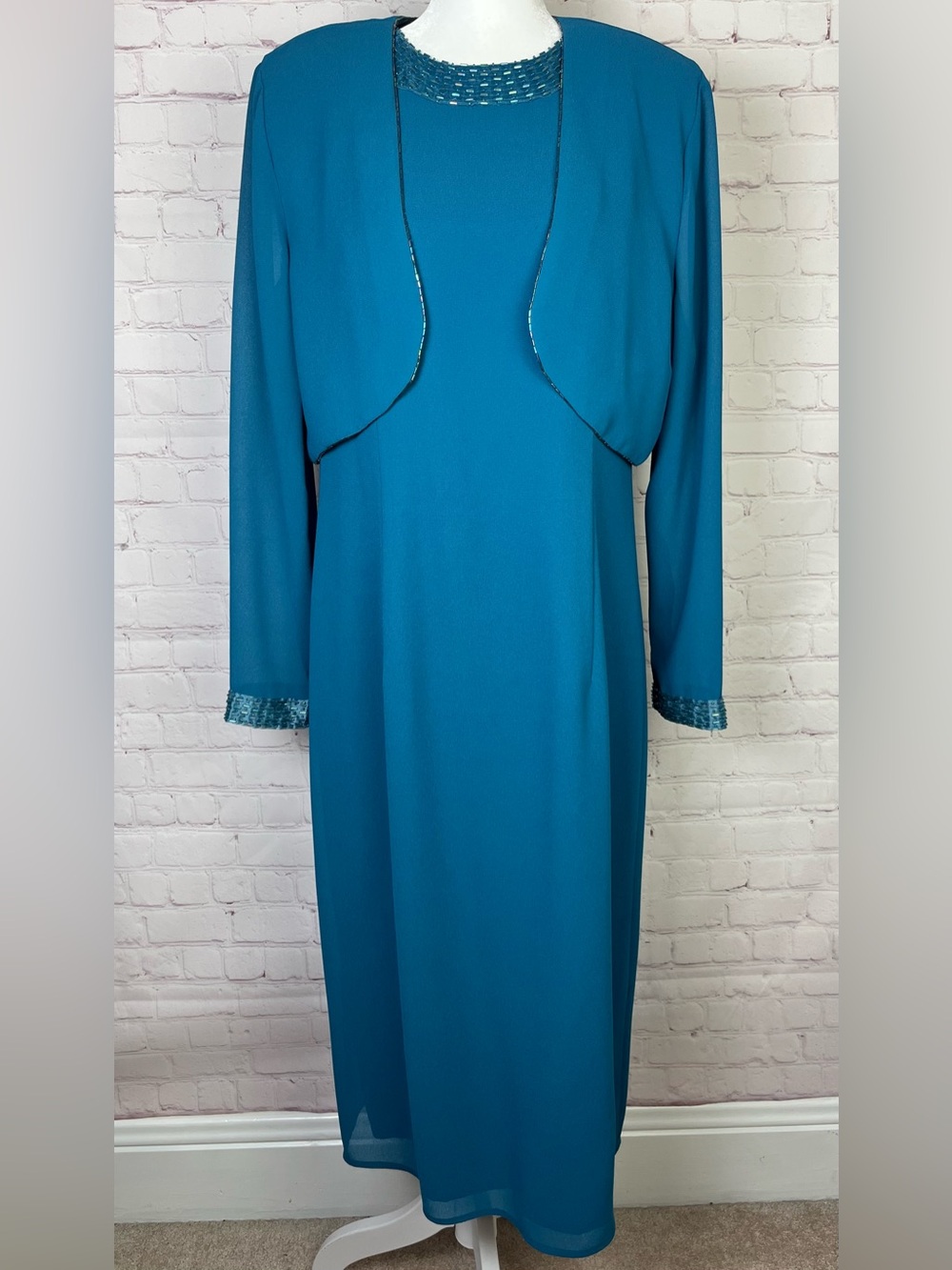 After Dark Dress and Jacket Set with Beading Details